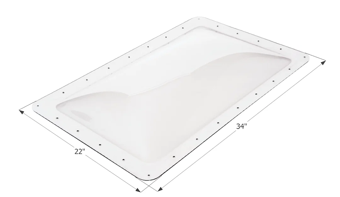01854 – ICON Skylight, 4 Inch High Bubble Type Dome Rectangular For 30 Inch Length x 18 Inch Width Opening 34 Inch Le...